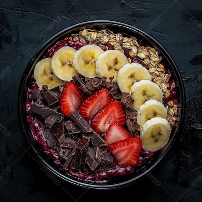 Tigela De Sorvete De Açaí Com Frutas