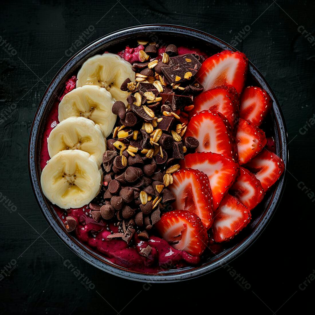 Smoothie de frutas vermelhas com banana e chocolate
