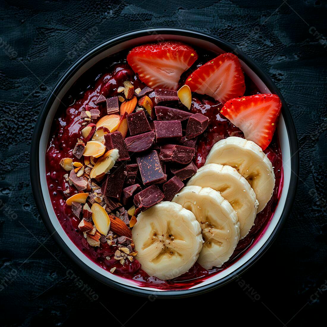 Açaí Bowl com Morangos e Chocolate Escuro