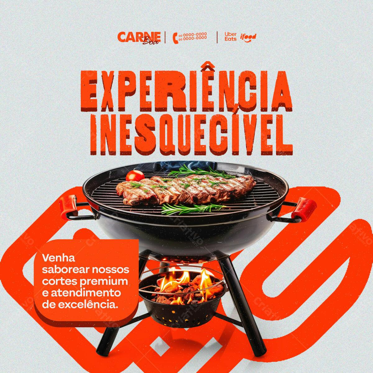 Flyer Churrasco Experiência Inesquecível PSD Editável