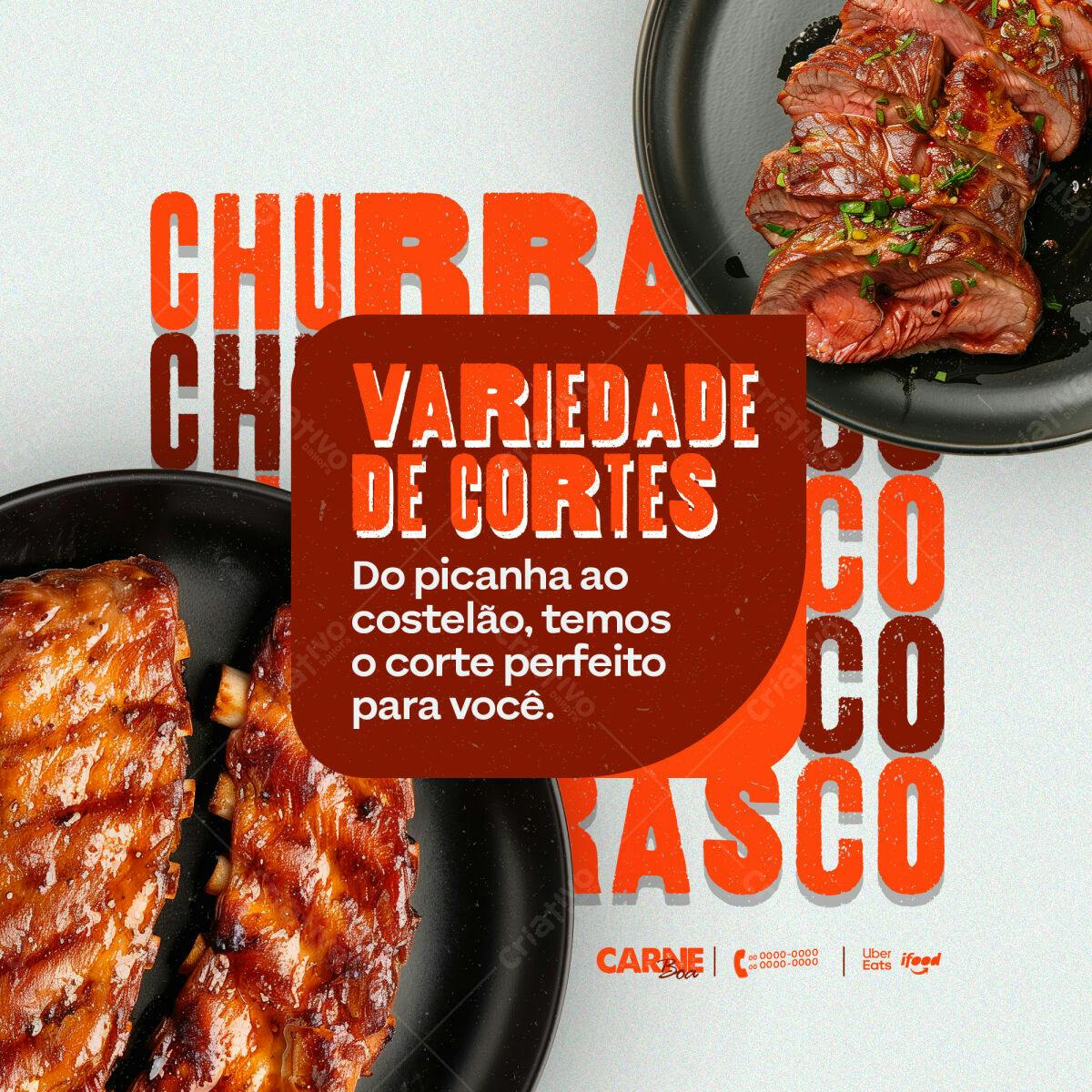 Postagem Churrasco Variedade de Cortes PSD Editável