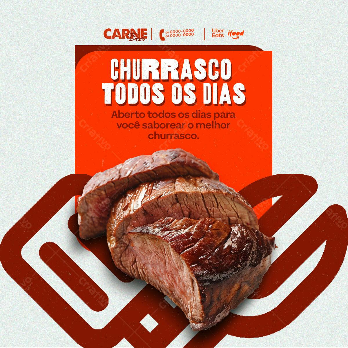 Flyer Churrasco Diário PSD Editável