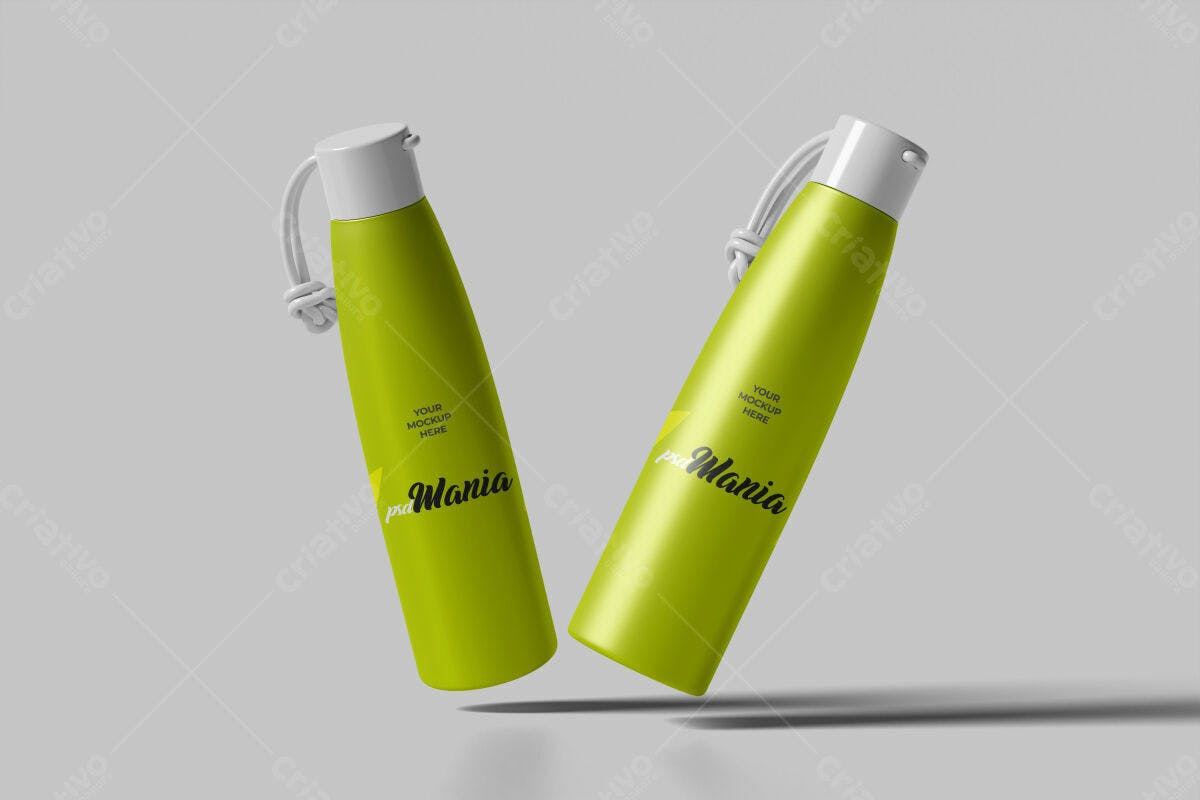 Mockup de Garrafa Verde Limão PSD Editável