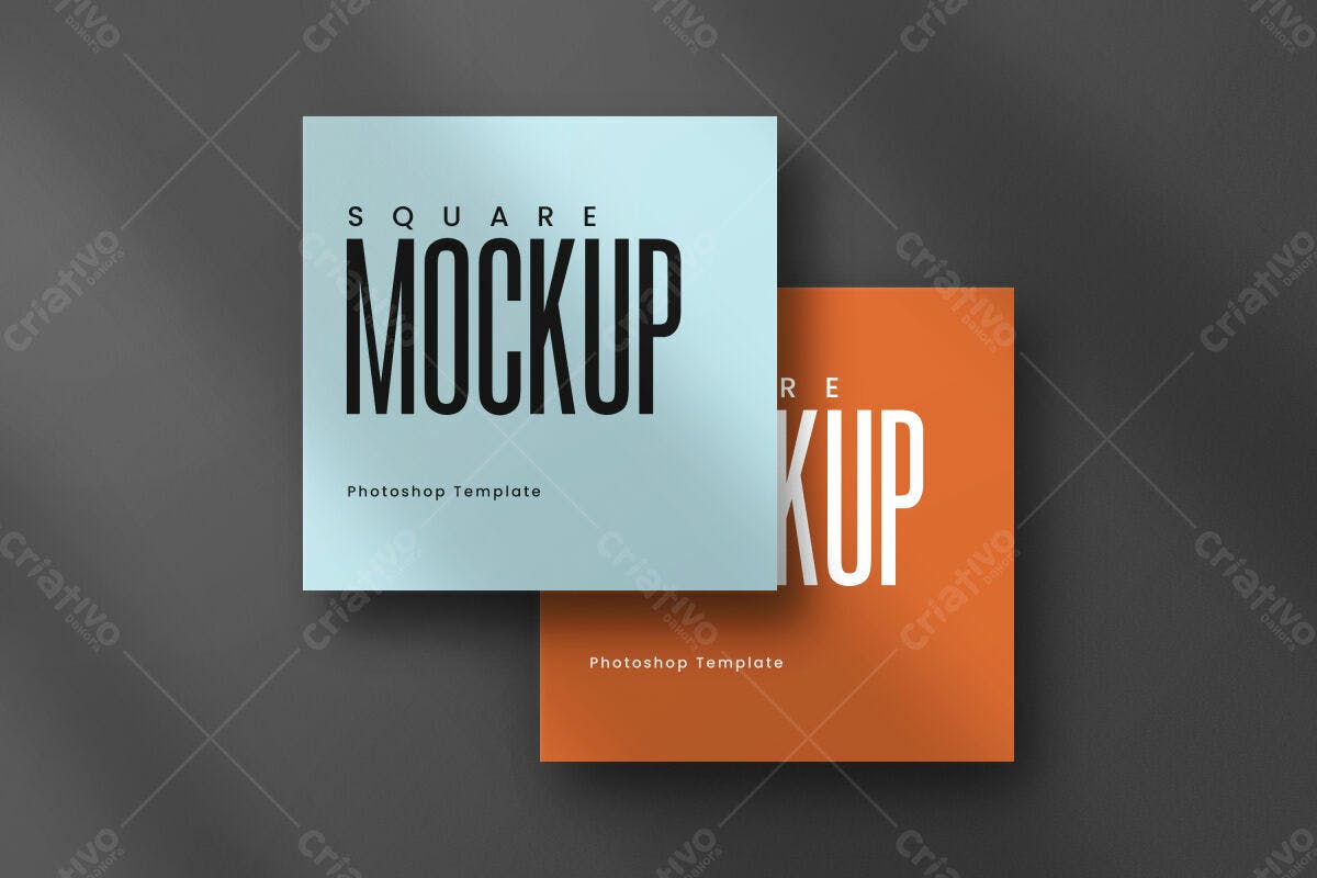 Mockup Quadrado Azul e Laranja PSD Editável