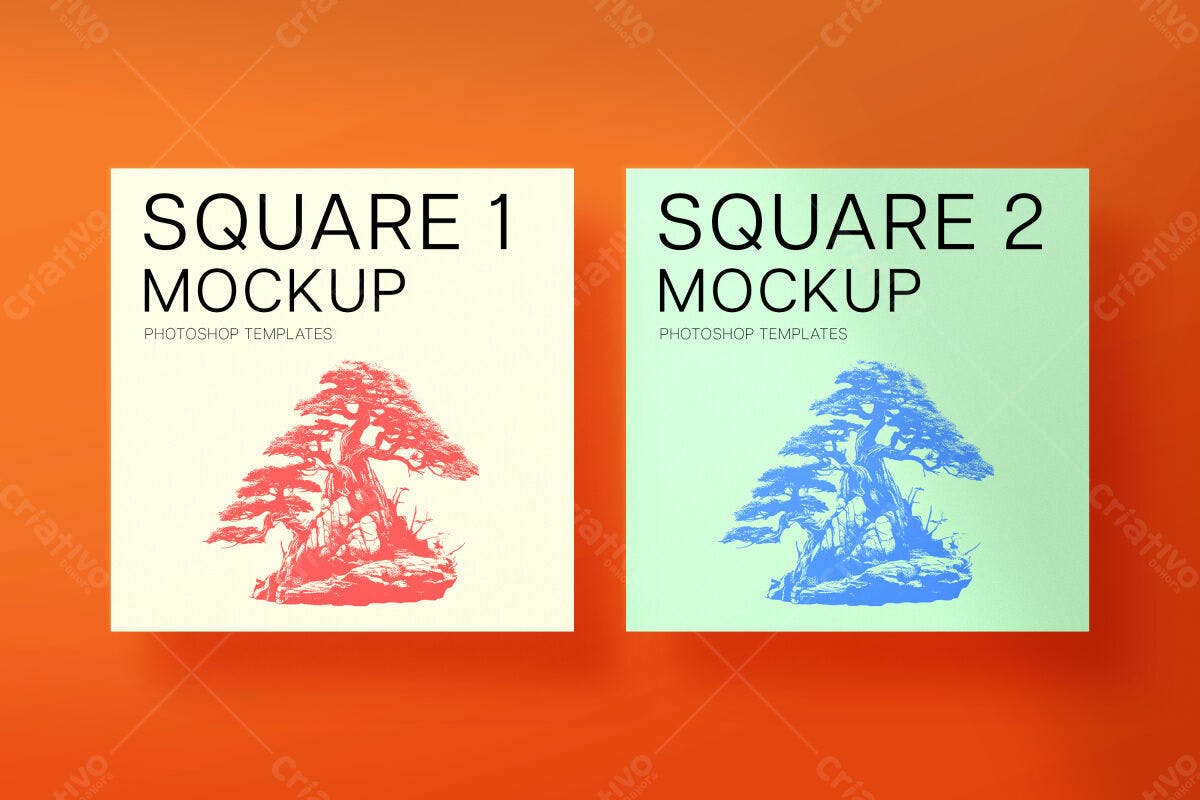 Mockup Quadrado com Bonsai PSD Editável