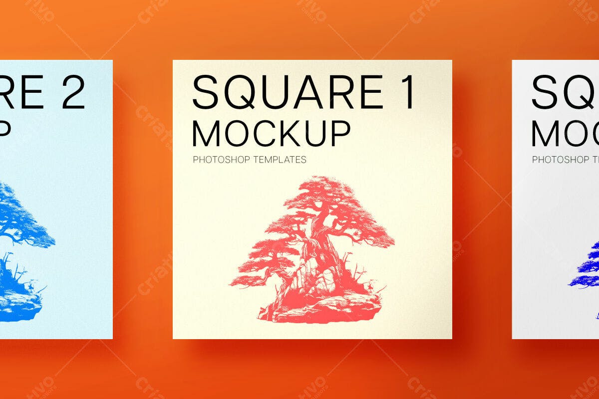 Mockup Quadrado com Bonsai PSD Editável