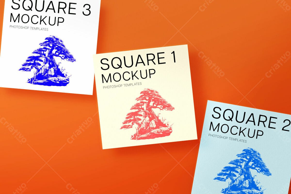 Mockup Quadrado com Bonsai PSD Editável