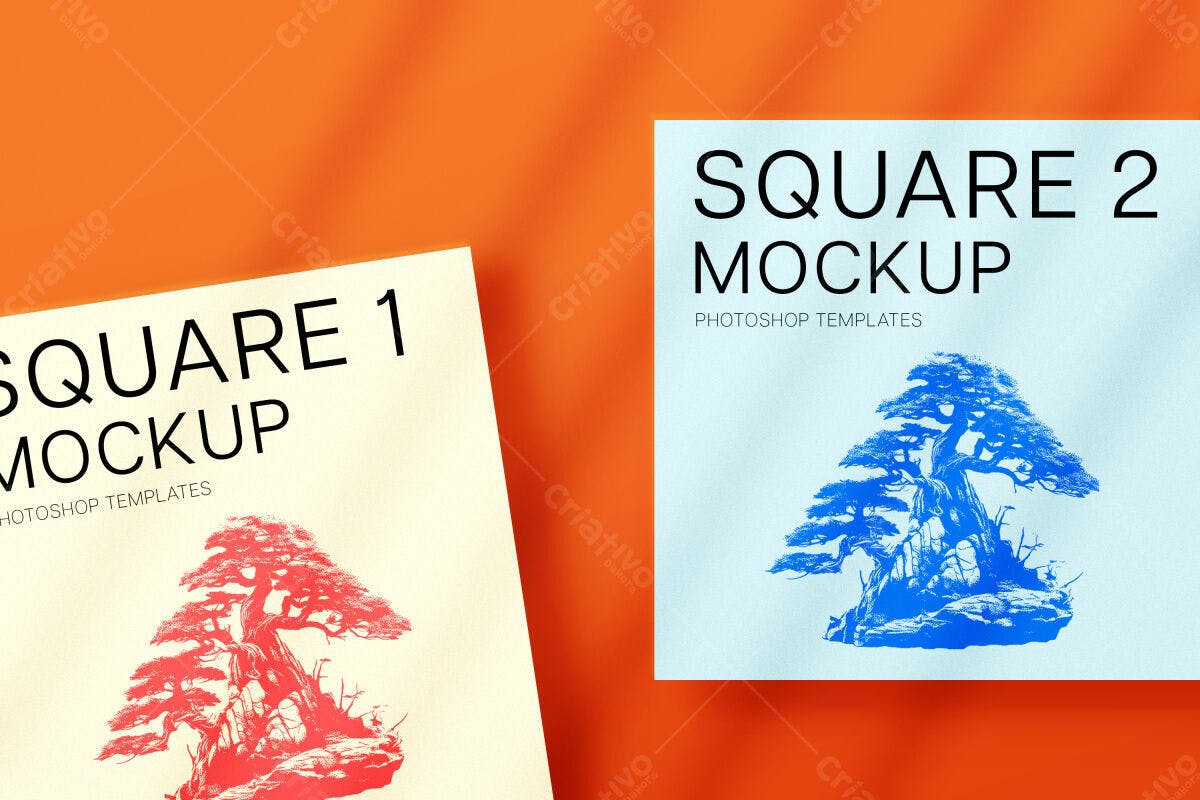 Mockup Quadrado com Bonsai PSD Editável