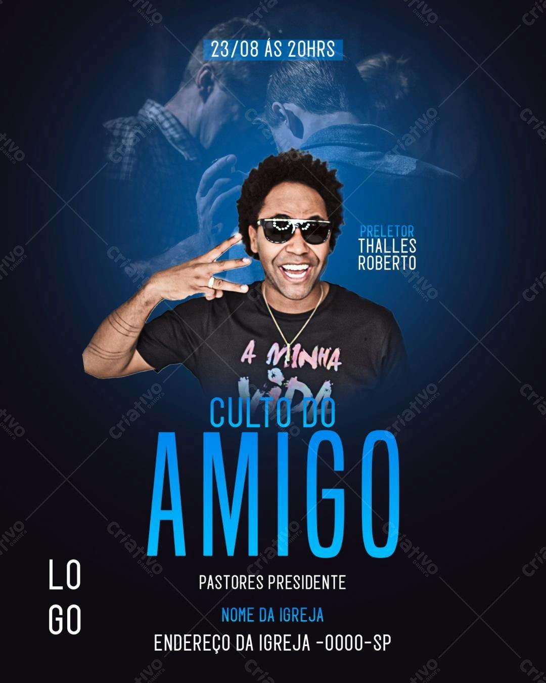 Flyer para Culto do Amigo PSD Editável