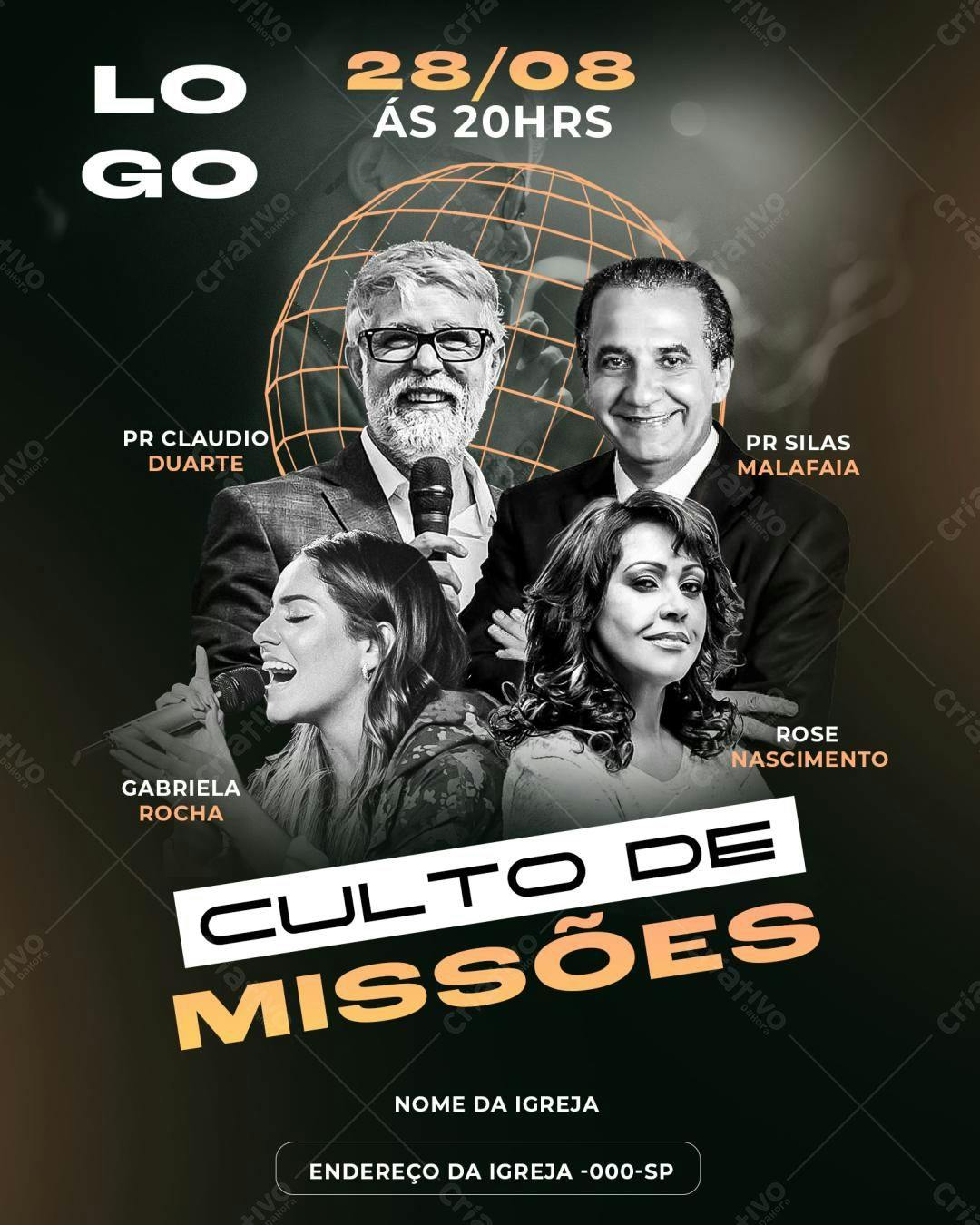 Flyer para Culto de Missões PSD Editável