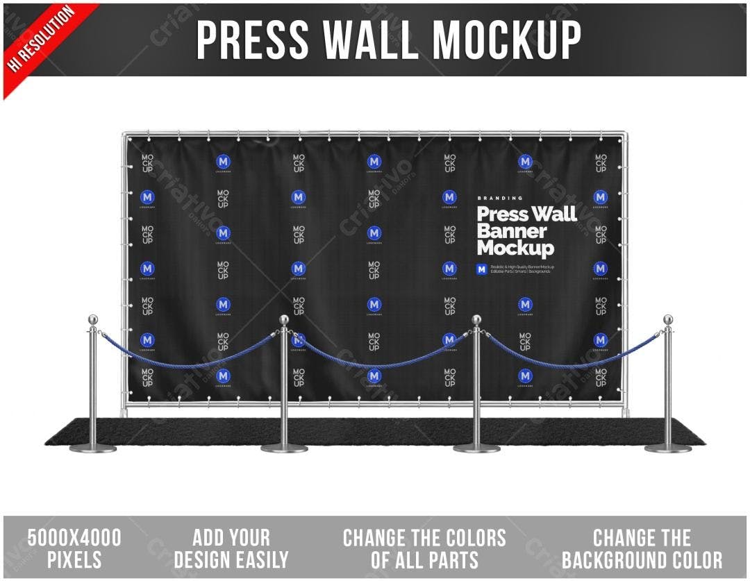 Mockup de Painel de Imprensa Realista com Tapete Preto