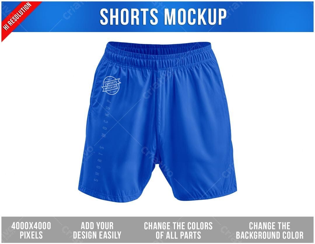 Mockup Shorts Azul Royal: Design Esportivo