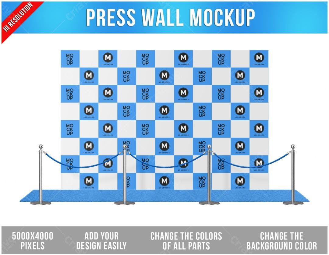 Mockup de Painel de Imprensa: Azul e Branco