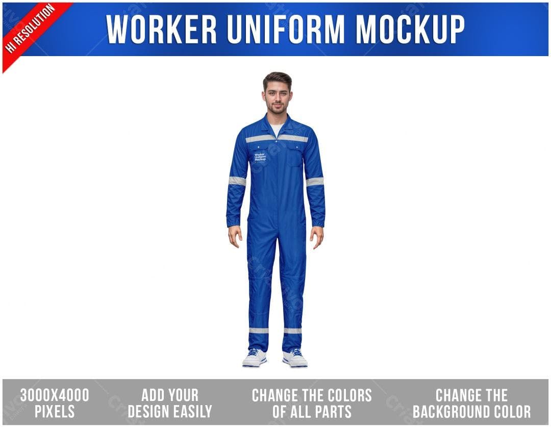 Mockup de Uniforme Profissional Azul Royal