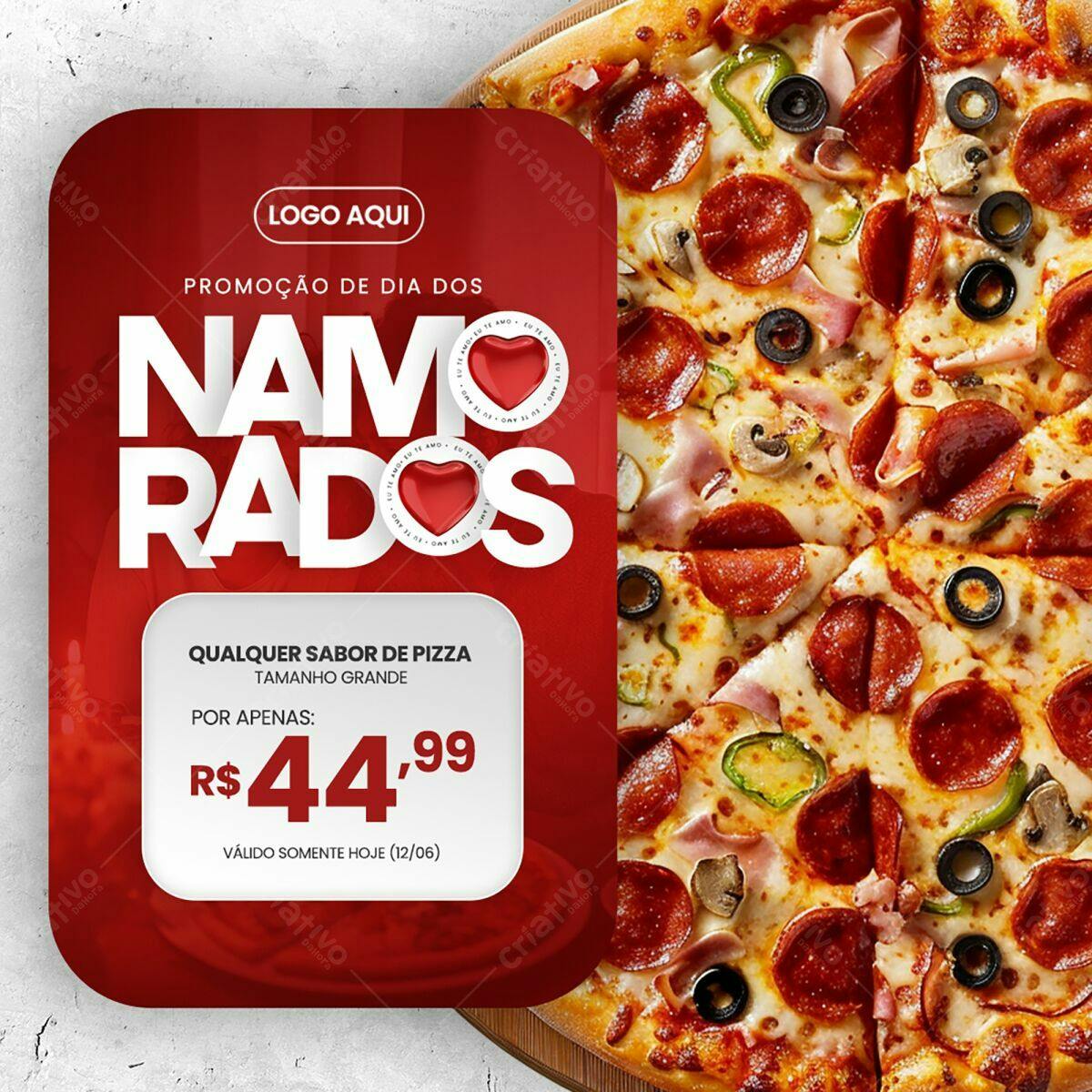 Flyer Dia dos Namorados Pizza PSD Editável