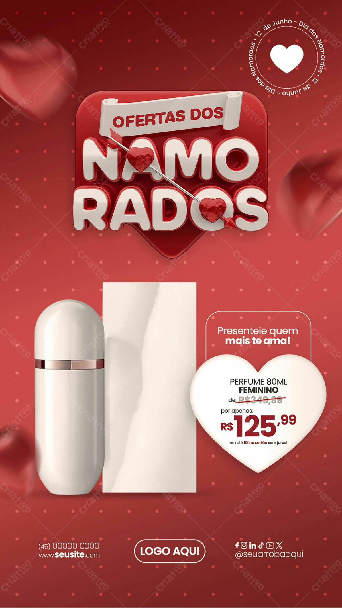 Flyer Dia dos Namorados com Perfume PSD Editável