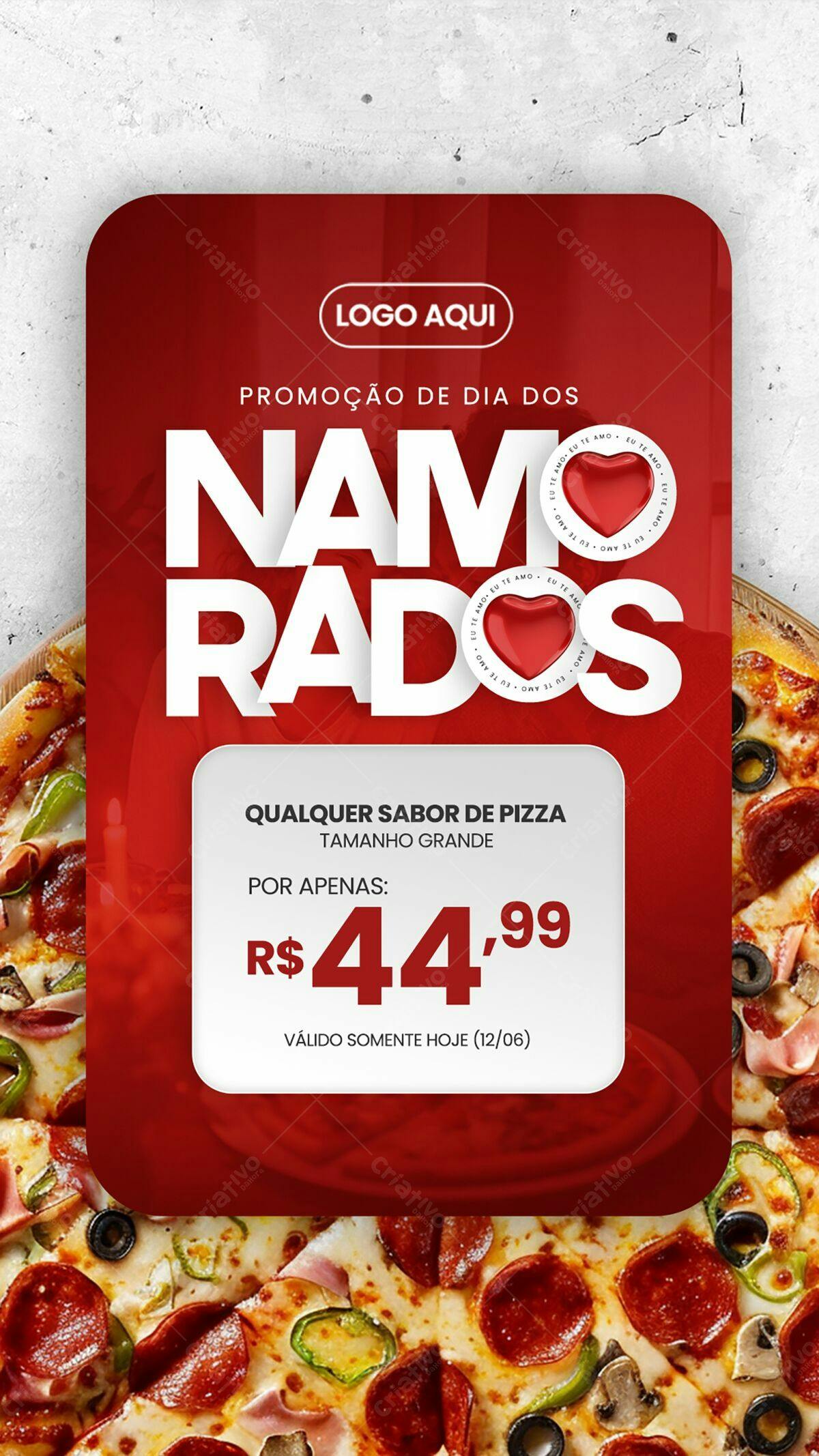 Flyer Dia dos Namorados Pizza PSD Editável