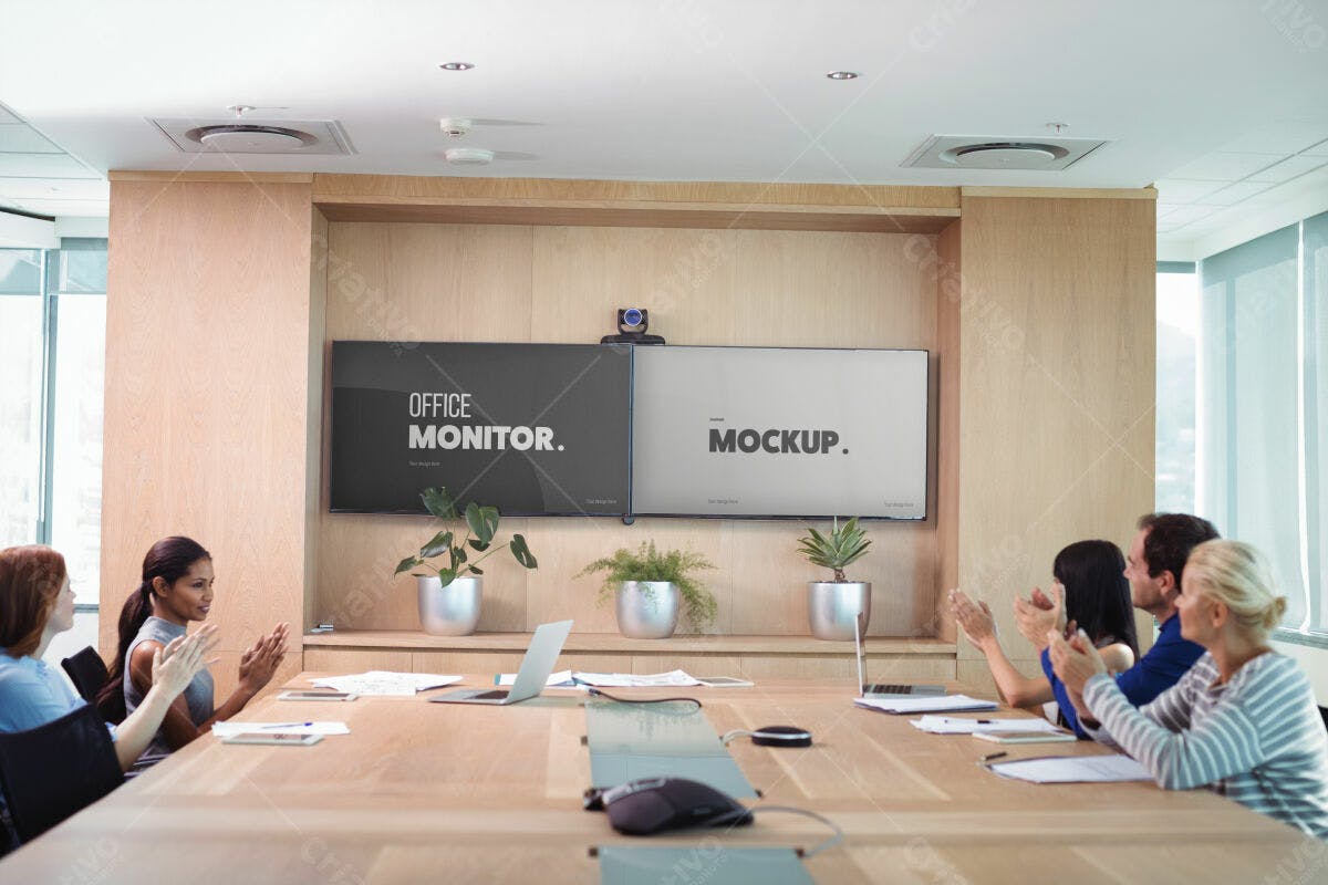 Mockup de Tela para Apresentação Corporativa PSD Editável