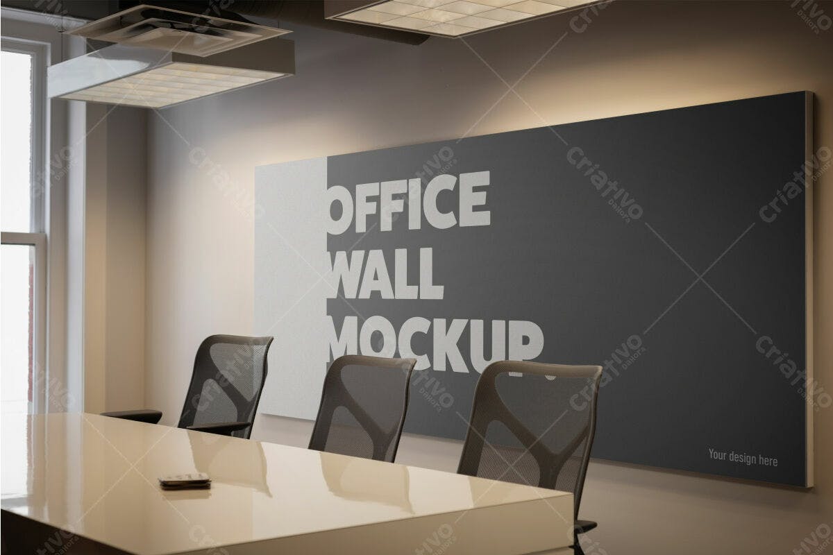 Mockup de Parede para Escritório PSD Editável