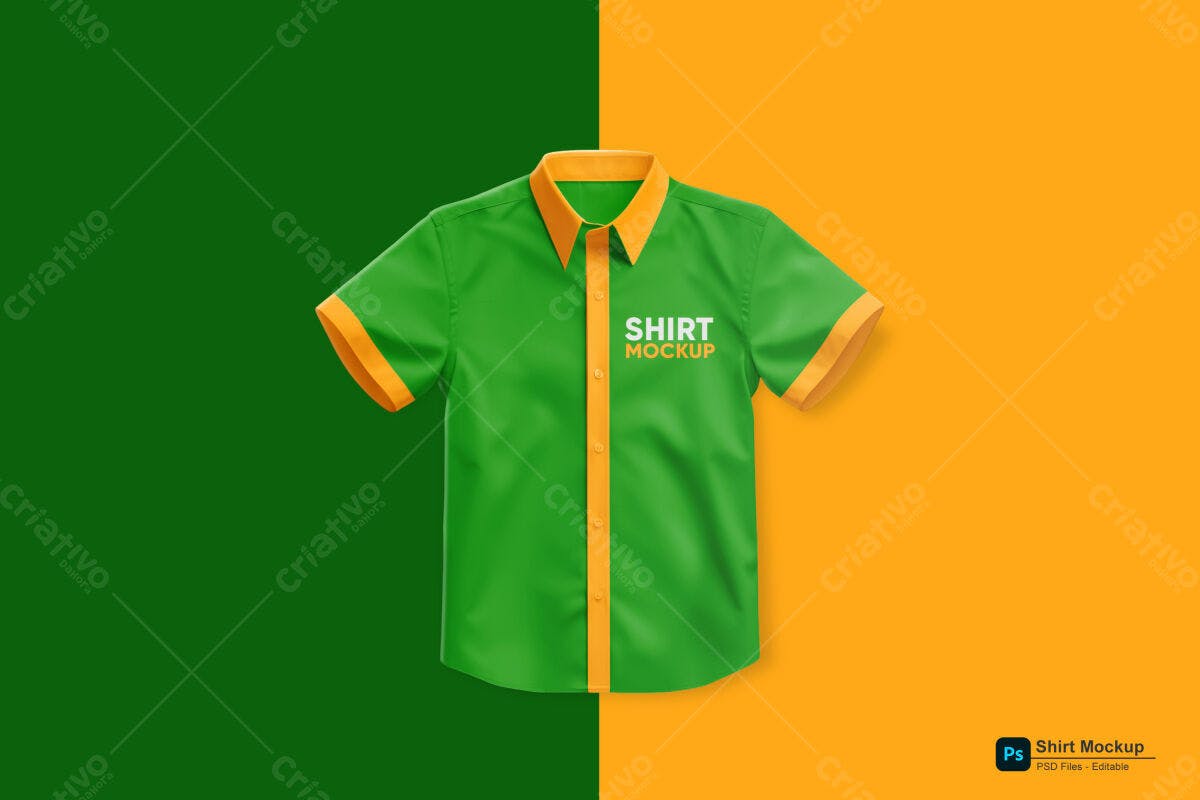 Camisa Verde e Laranja PSD Editável