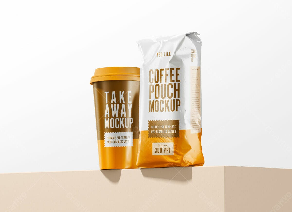 Mockup de Embalagem para Café PSD Editável