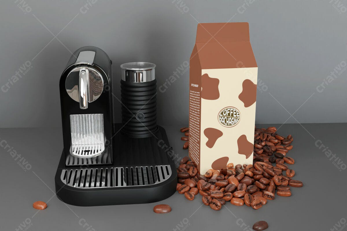 Embalagem de Leite para Café PSD Editável