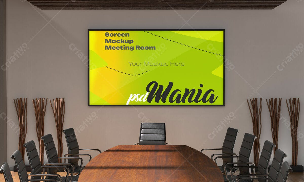 Mockup de Tela para Sala de Reuniões PSD Editável
