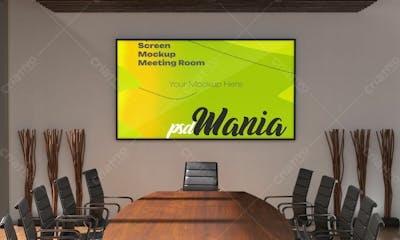 Tela Em Uma Sala De Reuniões Mockup