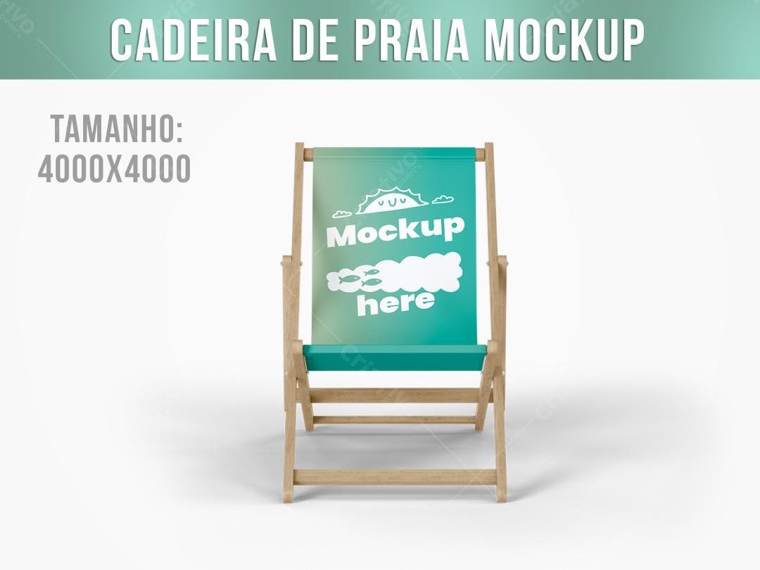 Mockup Cadeira de Praia: Design Moderno em Azul-Verde