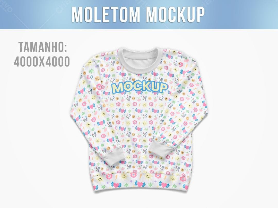 Mockup Moletom Infantil: Estampa Floral Romântica