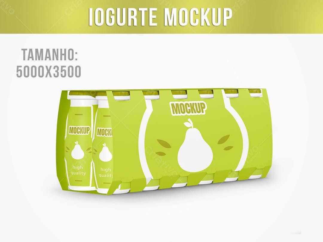 Mockup Embalagem Iogurte - Design Moderno em Verde Lima