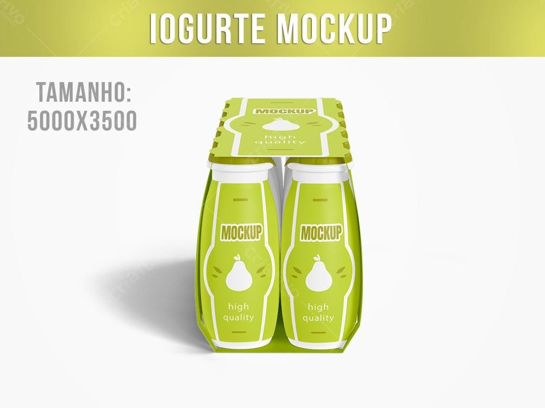 Mockup Realista de Embalagem para Iogurte - Verde Lima