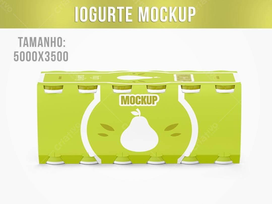 Mockup Embalagem Iogurte Verde Lima com Pera - Estilo Minimalista