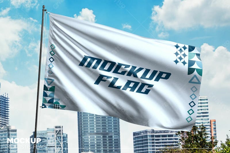 Psd de bandeira ondulante realista mockup v 29