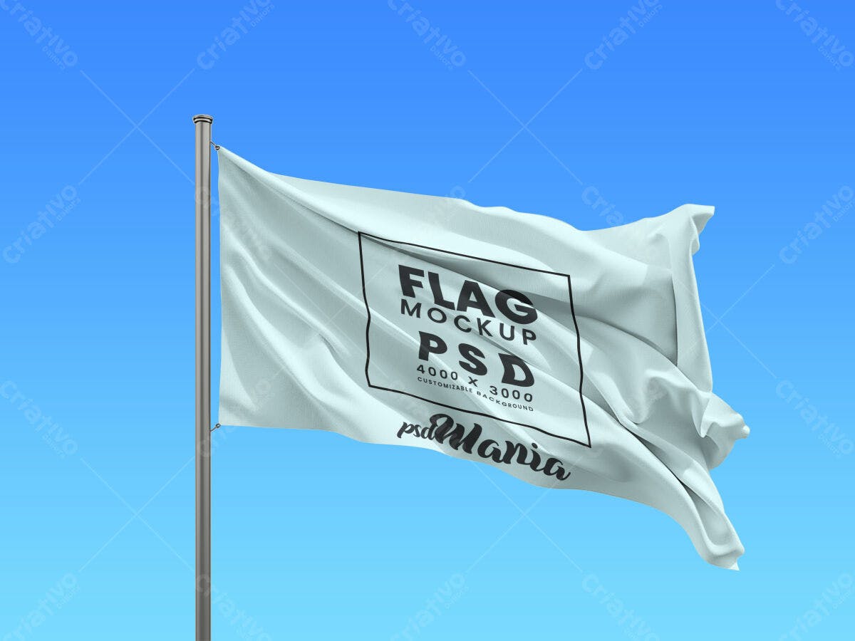 Mockup de Bandeira PSD Editável