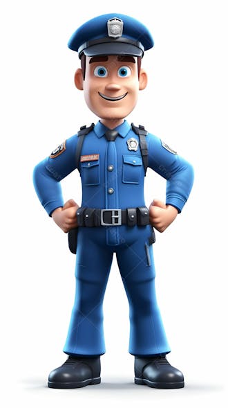Rosto sorridente de policial de desenho animado de uniforme