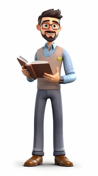 Personagem de desenho animado 3d do professor de homens