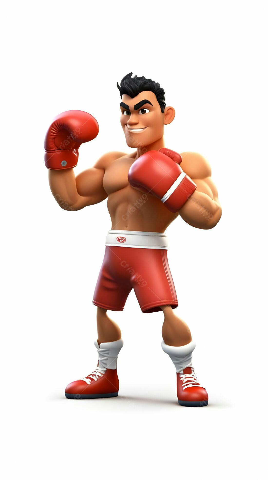 Boxeador de desenho animado em pose de luta