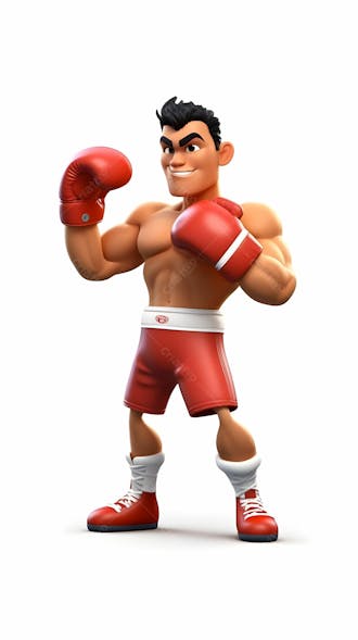 Personagem de desenho animado 3d do boxeador