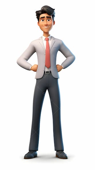 Personagem de desenho animado 3d de menino em traje profissional