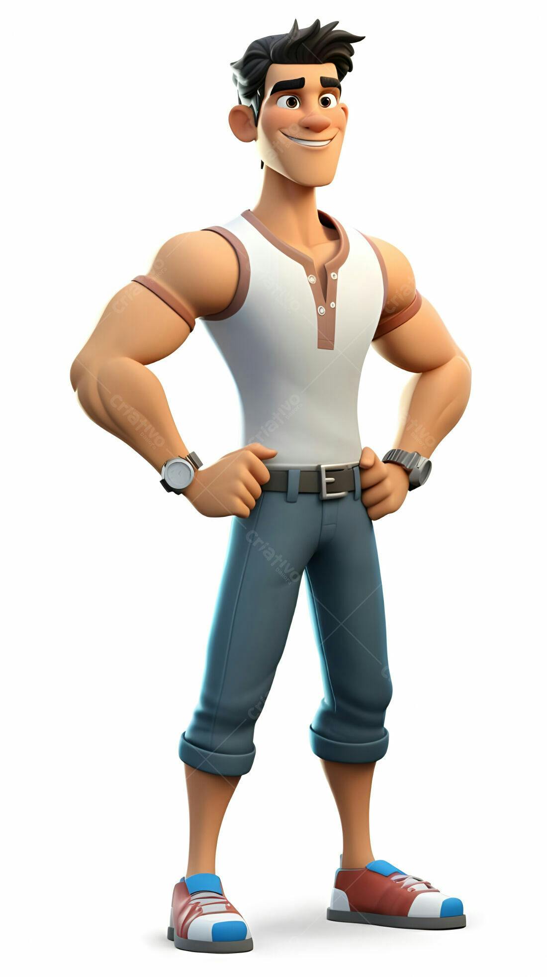 Homem desenho animado confiante estilo casual