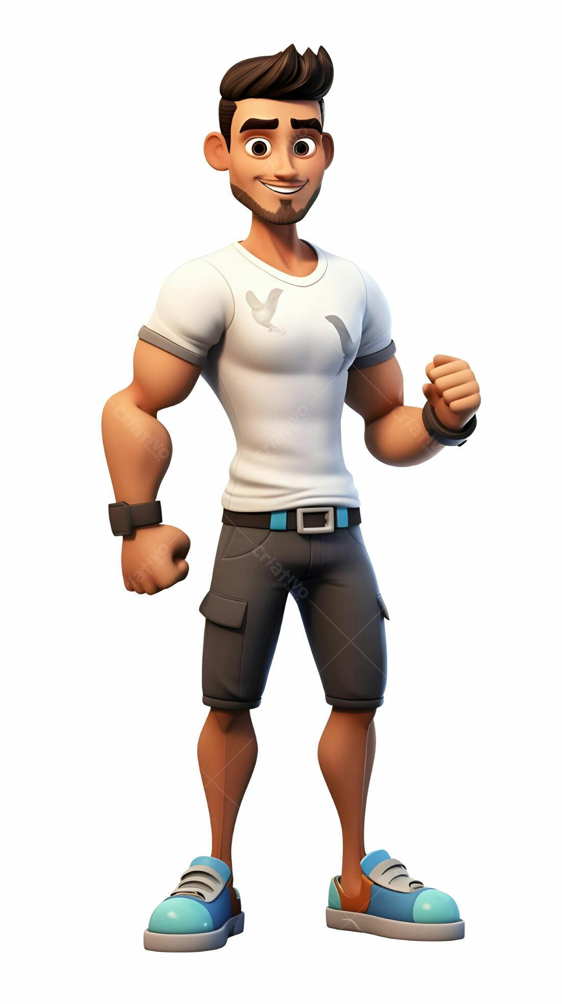 Homem musculoso sorrindo ilustração 3D