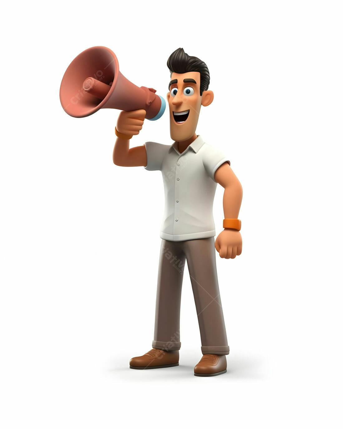 Homem com megafone anunciando notícia