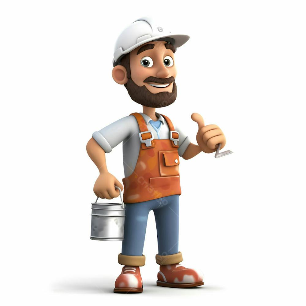 Personagem de desenho animado 3D do pintor