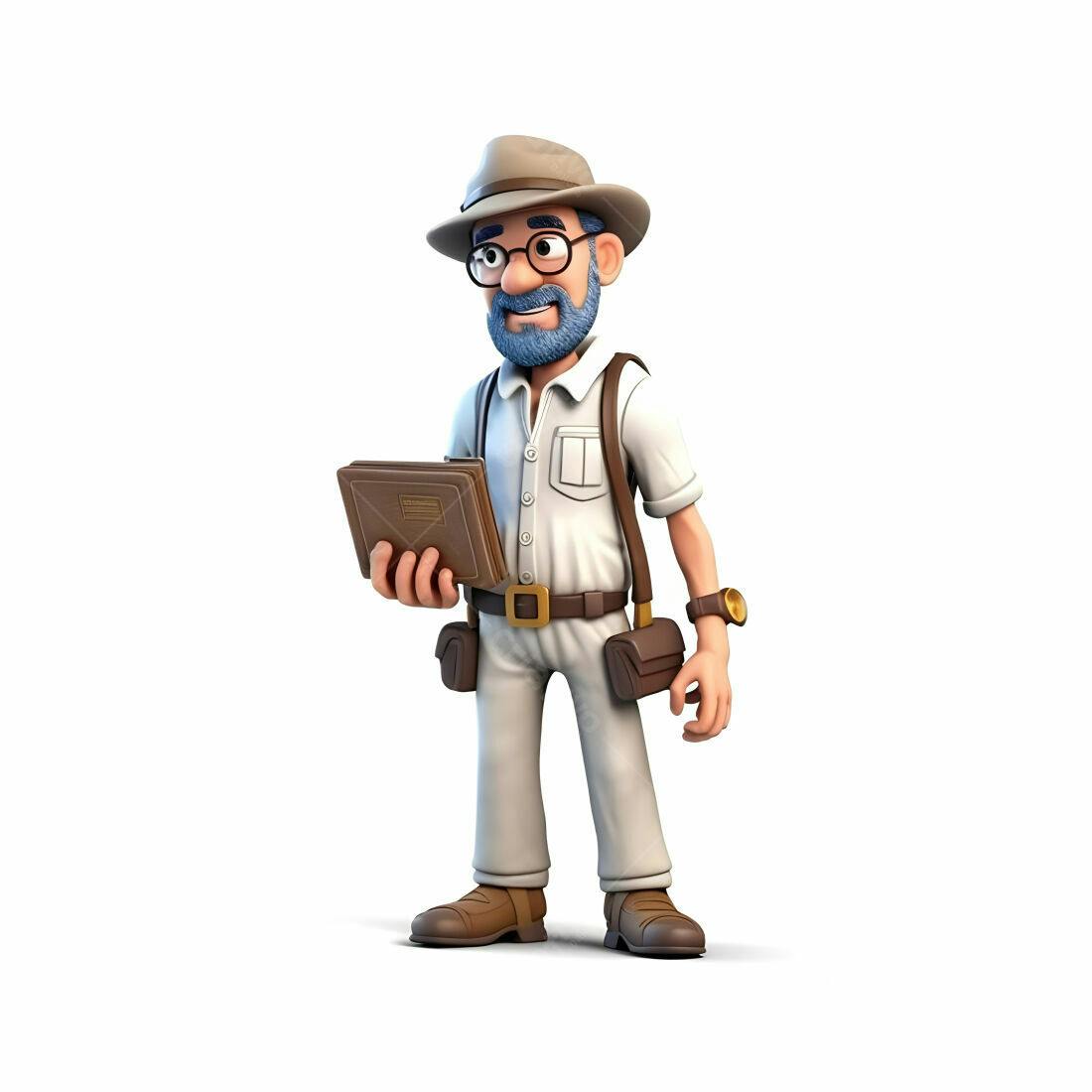 Explorador cartoon com mapa antigo