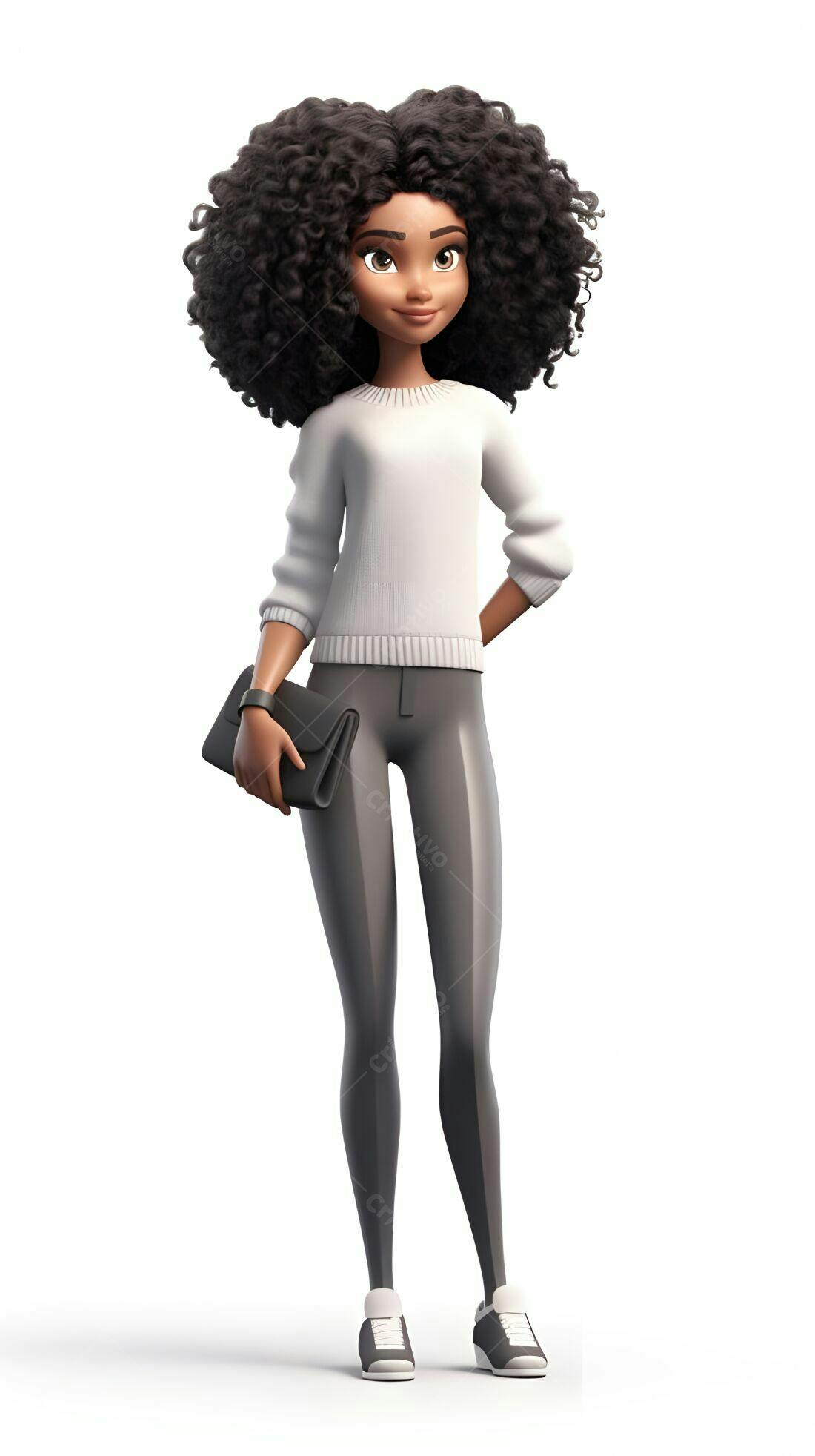 Mulher negra animada estilo casual