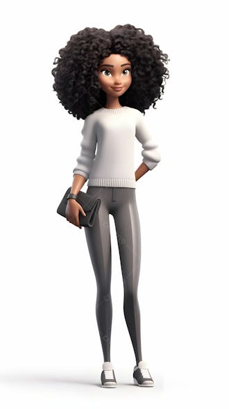 Personagem de desenho animado 3d de garota negra na moda