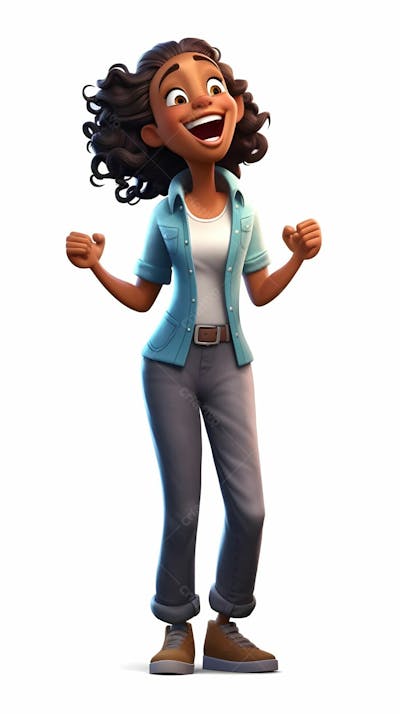  Personagem de desenho animado 3D de menina negra rindo