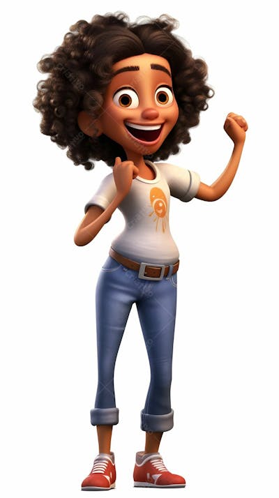  Personagem de desenho animado 3D de menina negra rindo