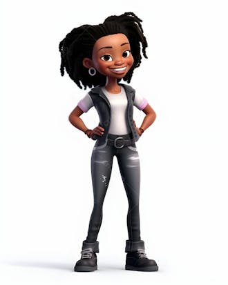 Imagem de personagem de desenho animado 3d de menina negra rindo